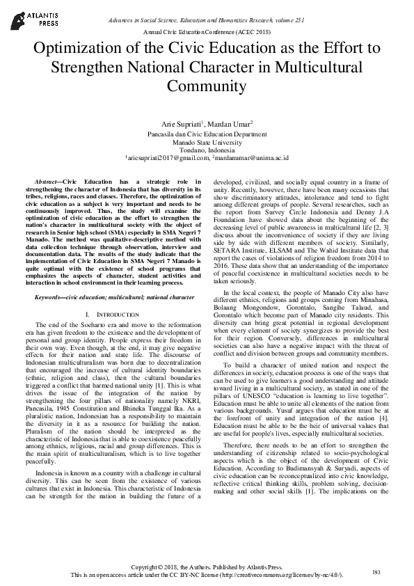 (PDF) Optimization of the Civic Education as the Effort to Strengthen ...