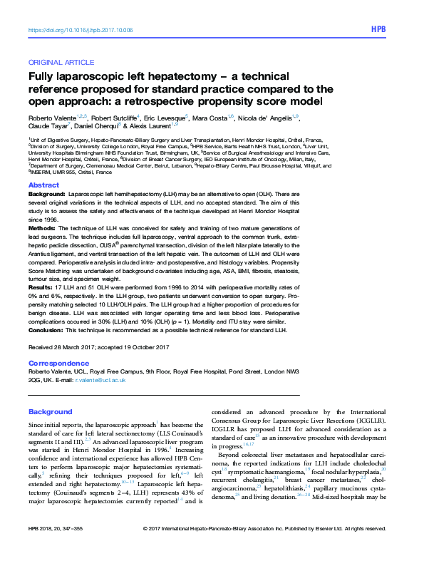 (PDF) Fully laparoscopic left hepatectomy - a technical reference ...