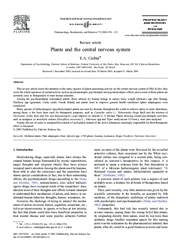 PDF) Plants and the central nervous system
