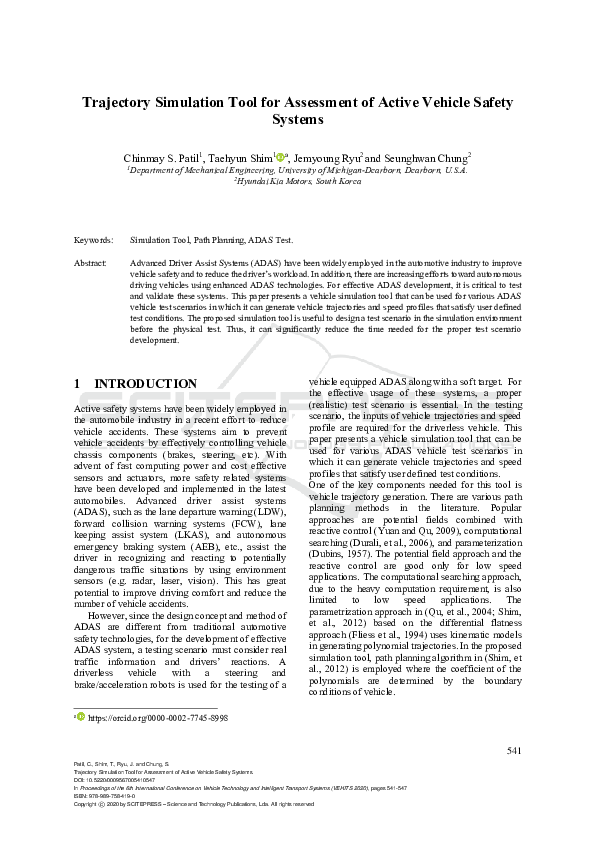 (PDF) Trajectory Simulation Tool for Assessment of Active Vehicle ...