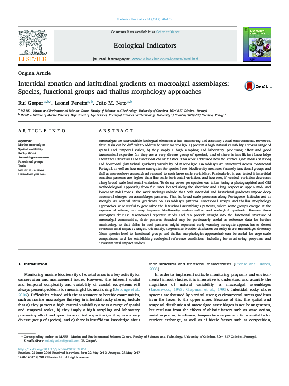 (PDF) Intertidal zonation and latitudinal gradients on macroalgal ...