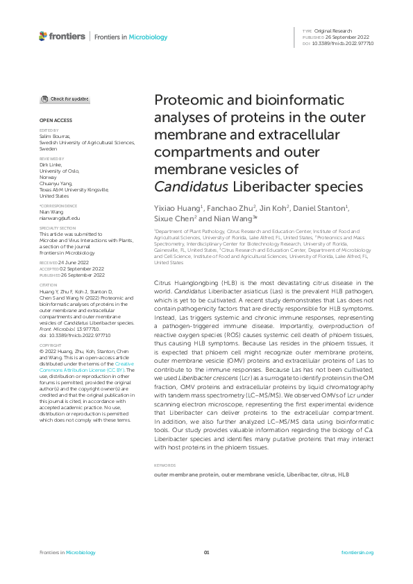 (PDF) Proteomic and bioinformatic analyses of proteins in the outer ...