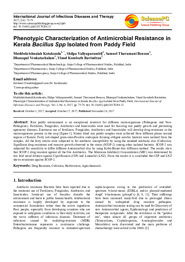 (PDF) Phenotypic Characterization of Antimicrobial Resistance in Kerala ...