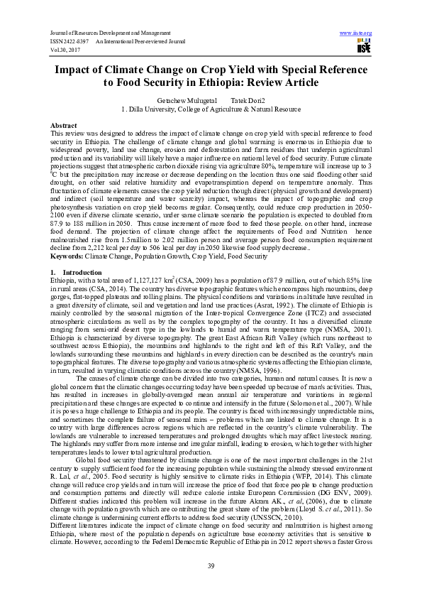 (PDF) Impact of Climate Change on Crop Yield with Special Reference to ...