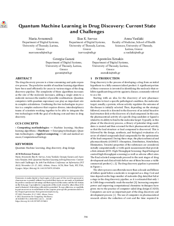 (PDF) Quantum Machine Learning in Drug Discovery: Current State and ...