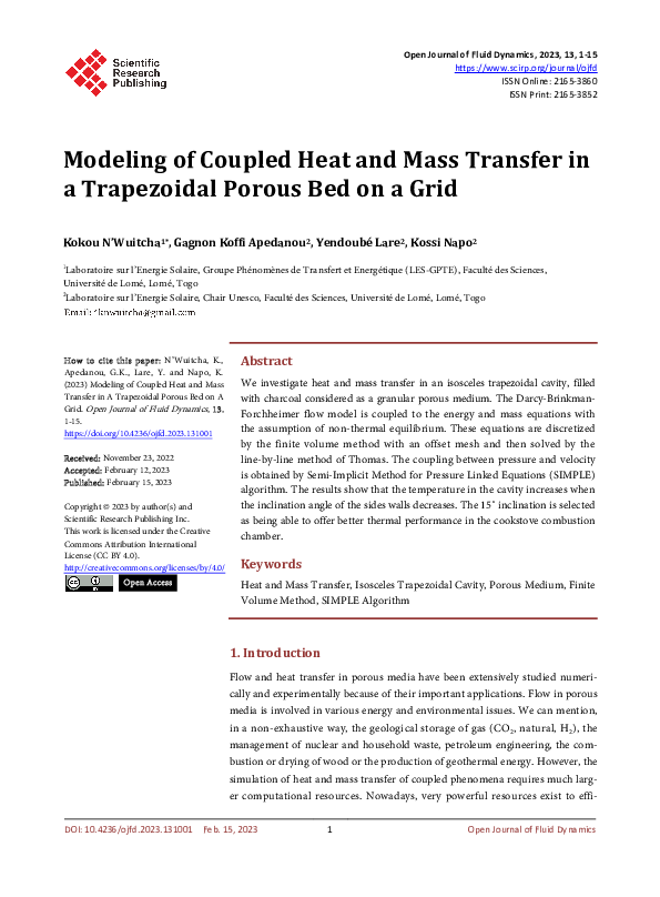(PDF) Modeling of Coupled Heat and Mass Transfer in a Trapezoidal ...