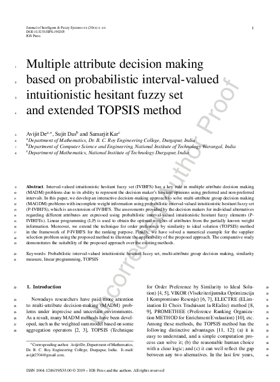 (PDF) Multiple attribute decision making based on probabilistic ...