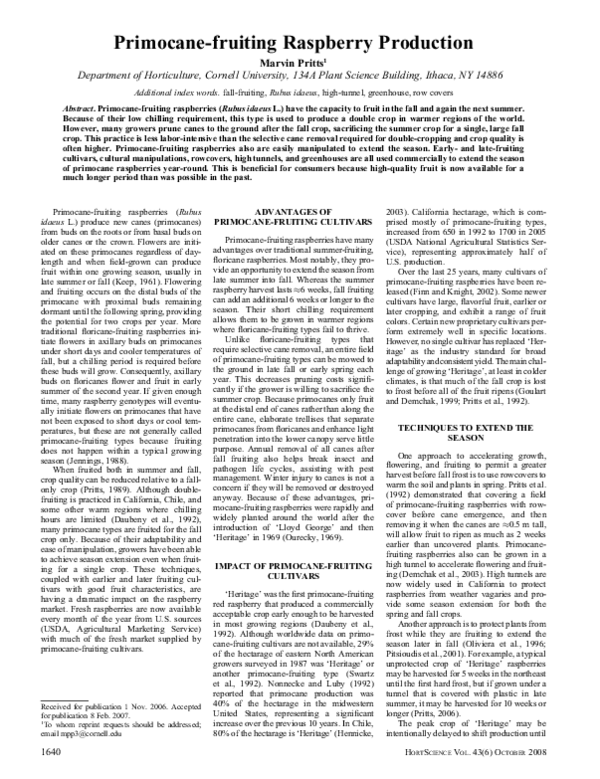 (PDF) Primocane-fruiting Raspberry Production