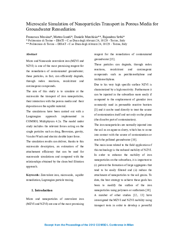 (PDF) Microscale simulation of nanoparticles transport in porous media ...