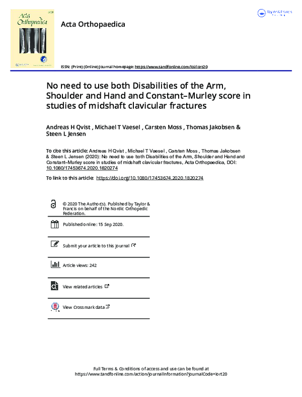 (PDF) No need to use both Disabilities of the Arm, Shoulder and Hand ...