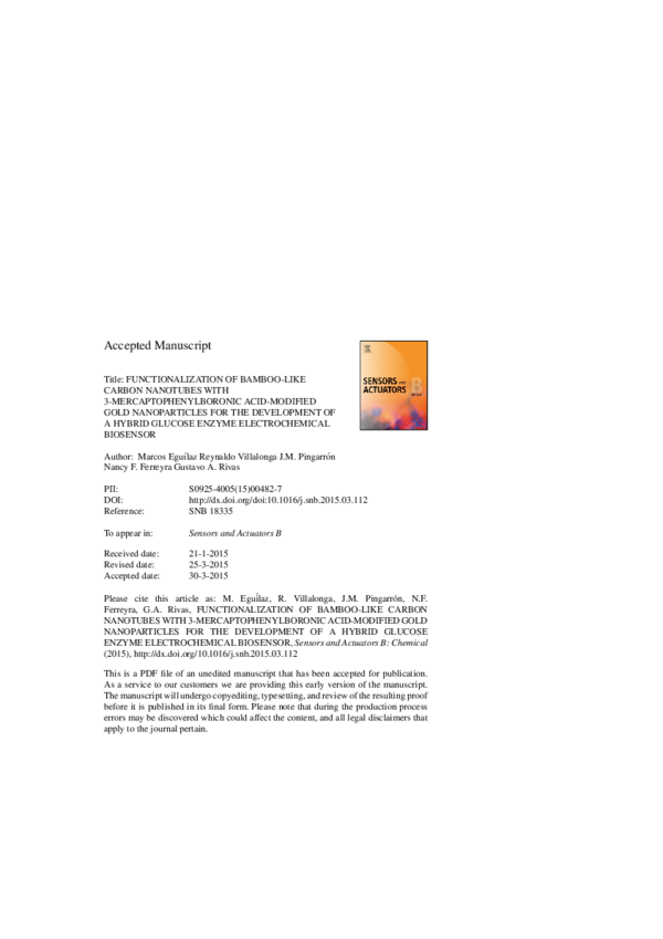 Functionalization of bamboo-like carbon nanotubes with 3-mercaptophenylboronic acid-modified gold nanoparticles for the development of a hybrid glucose enzyme electrochemical biosensor