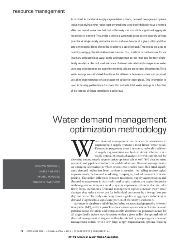 (PDF) Water demand management optimization methodology