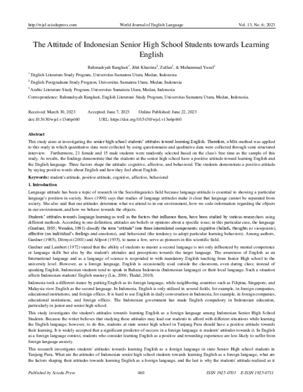 (PDF) The Attitude of Indonesian Senior High School Students towards ...
