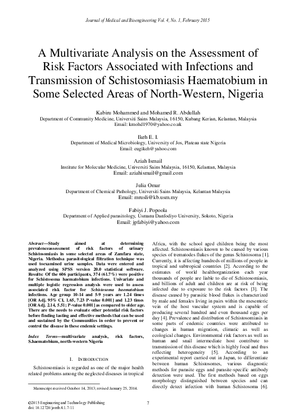 (PDF) A Multivariate Analysis on the Assessment of Risk Factors ...