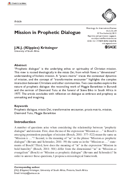 (PDF) Mission in Prophetic Dialogue