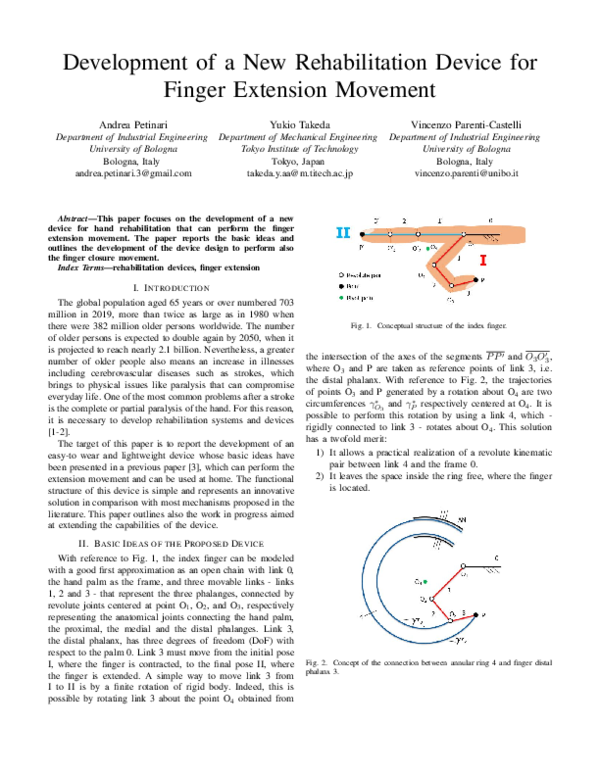 (PDF) A New Rehabilitation Device for Finger Extension Movement