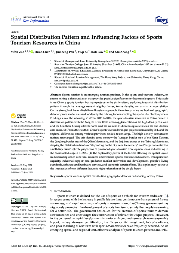(PDF) Spatial Distribution Pattern and Influencing Factors of Sports ...