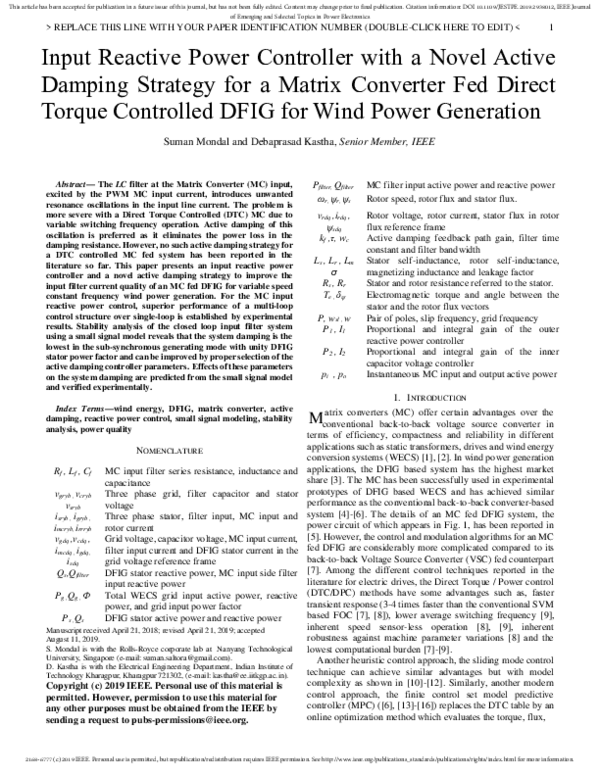 (PDF) Input Reactive Power Controller With a Novel Active Damping ...