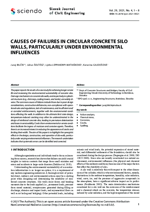 (PDF) Causes of Failures in Circular Concrete Silo Walls, Particularly ...