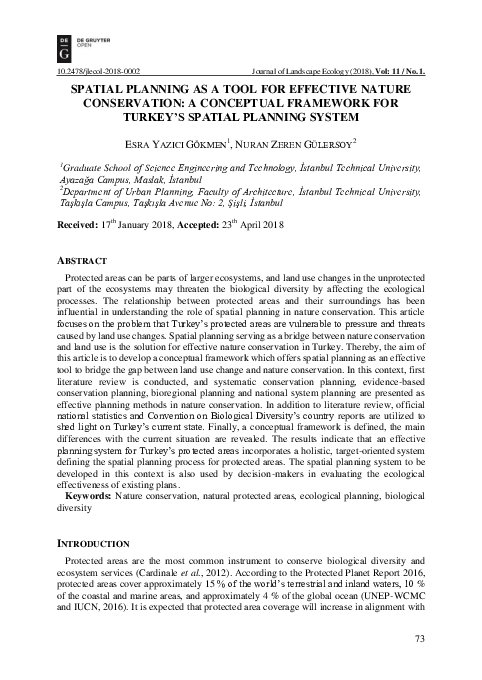 (PDF) Spatial Planning as a Tool for Effective Nature Conservation: A ...