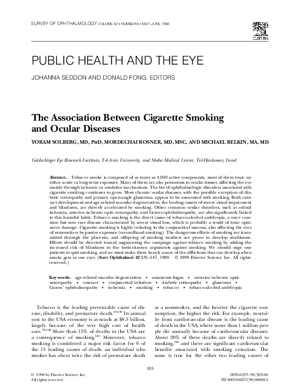 (PDF) The Association Between Cigarette Smoking and Ocular Diseases