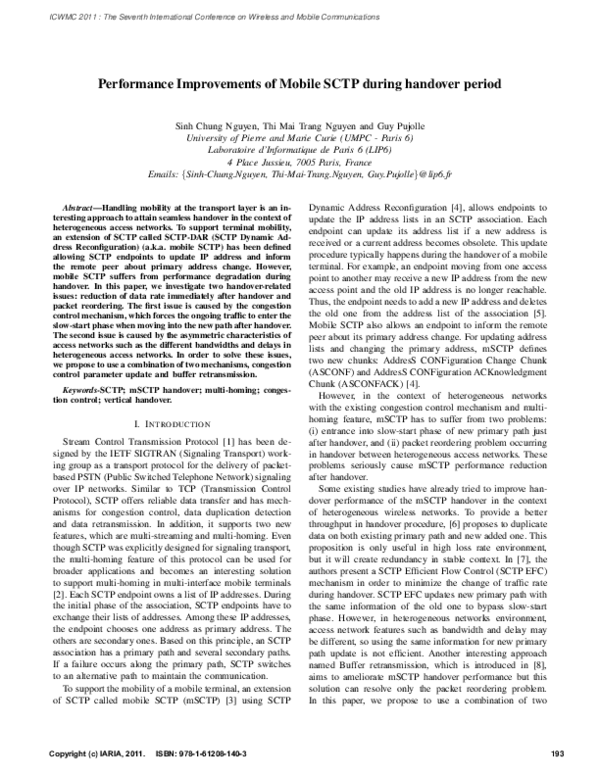 (PDF) Performance Improvements of Mobile SCTP during handover period ...