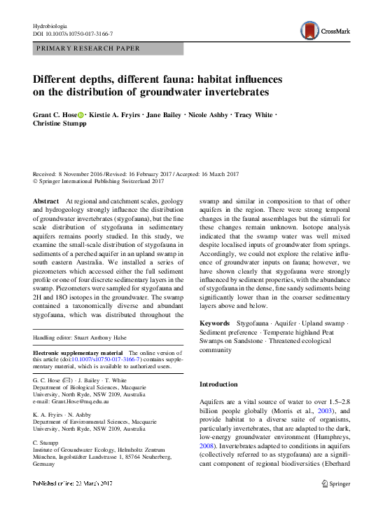 (PDF) Different depths, different fauna: habitat influences on the ...