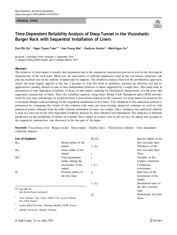 (PDF) Time-Dependent Reliability Analysis of Deep Tunnel in the ...