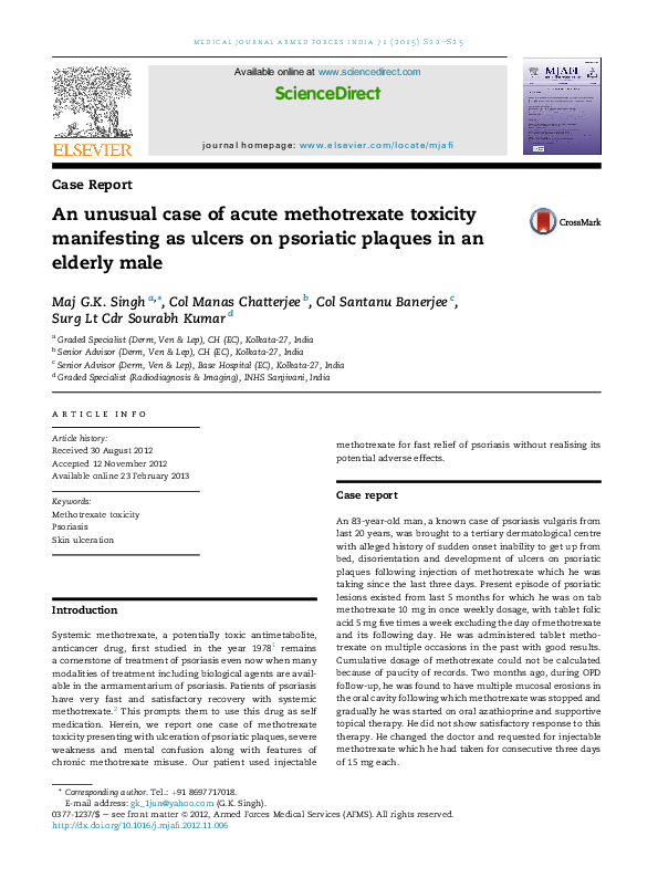 (PDF) An unusual case of acute methotrexate toxicity manifesting as ...