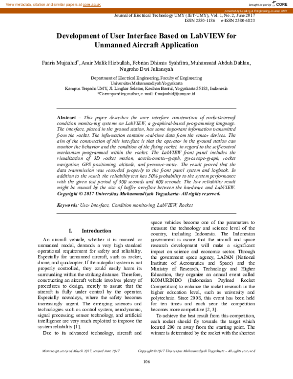 (PDF) Development of User Interface Based on LabVIEW for Unmanned ...