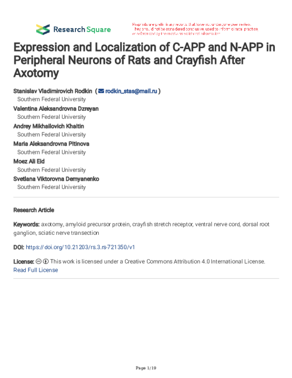 (PDF) Expression and Localization of C-APP and N-APP in Peripheral ...