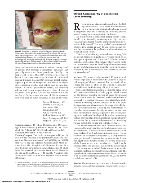 (PDF) Wound Assessment by 3-Dimensional Laser Scanning