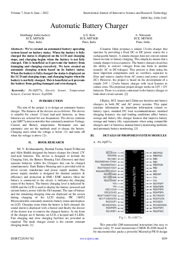(PDF) Automatic Battery Charger