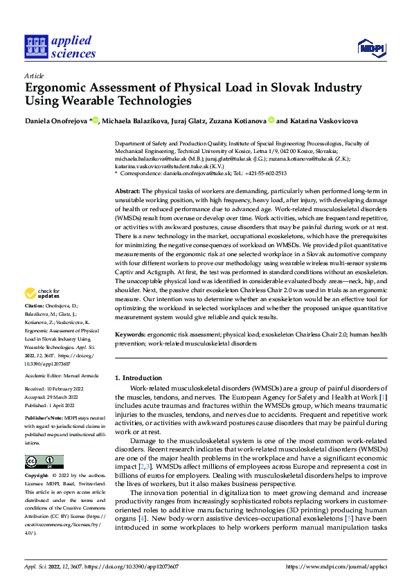 (PDF) Ergonomic Assessment of Physical Load in Slovak Industry Using ...
