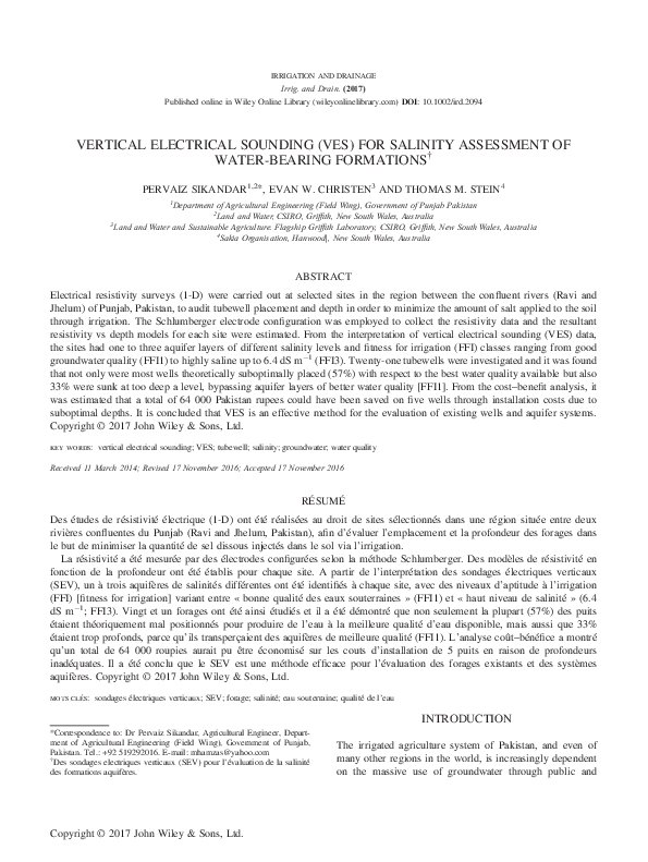 (PDF) Vertical electrical sounding (ves) for salinity assessment of ...