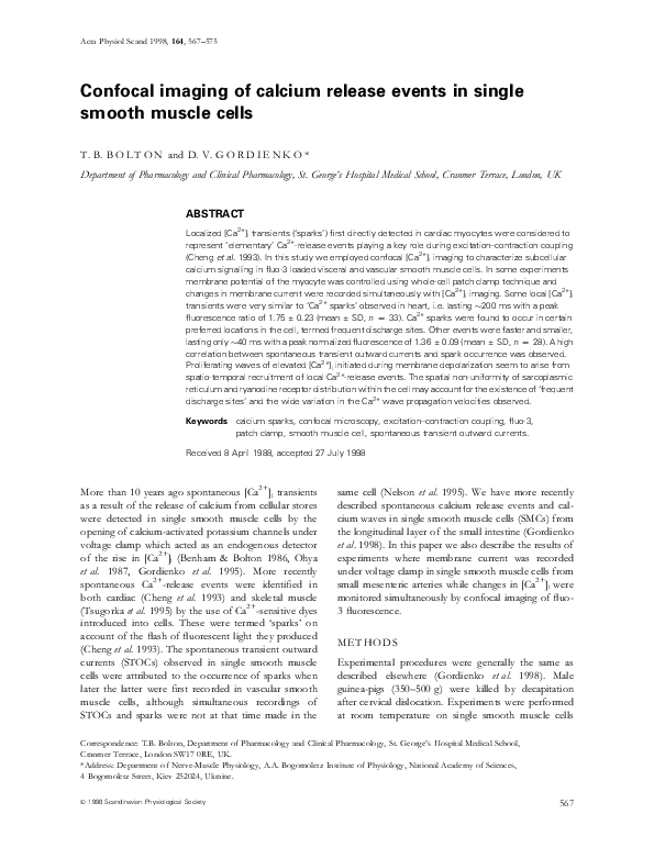 (PDF) Confocal imaging of calcium release events in single smooth ...