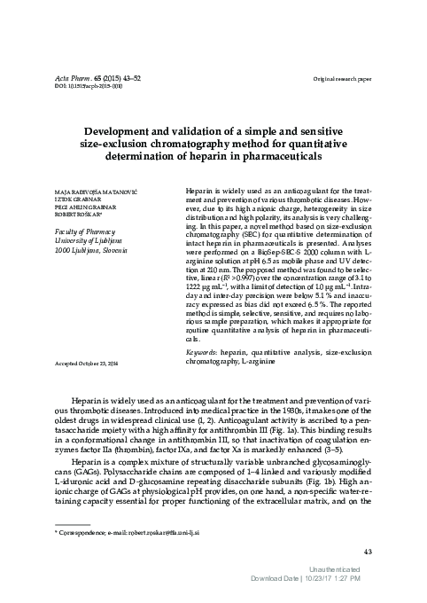 (PDF) Development and validation of a simple and sensitive liquid ...