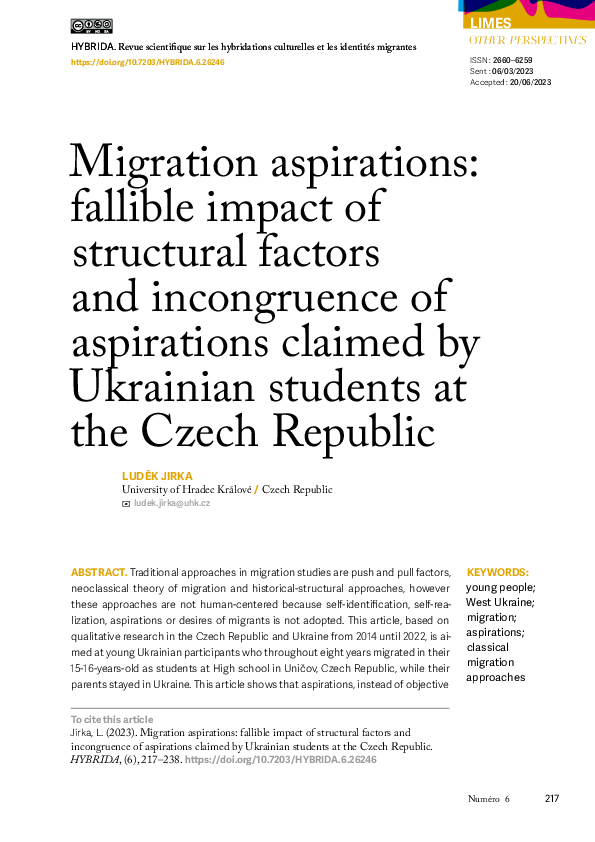 (PDF) Migration aspirations: fallible impact of structural factors and ...