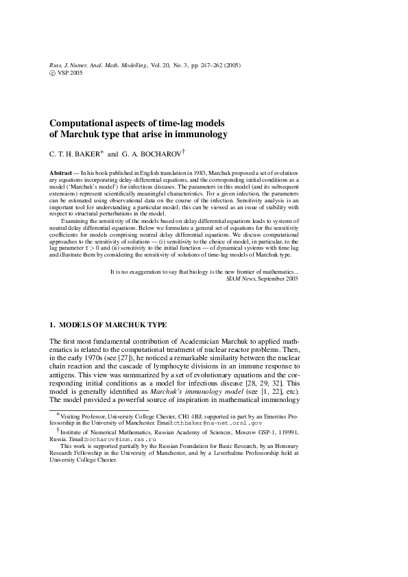 (PDF) Computational aspects of time-lag models of Marchuk type that ...