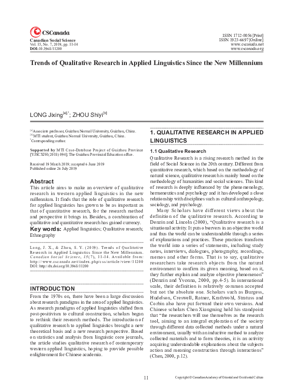 (PDF) Qualitative Research in Applied Linguistics