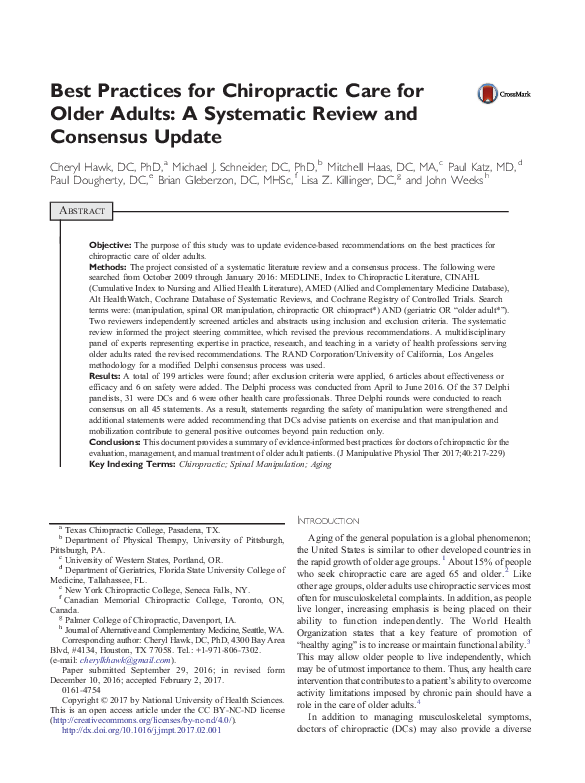 (PDF) Best Practices for Chiropractic Care for Older Adults: A ...