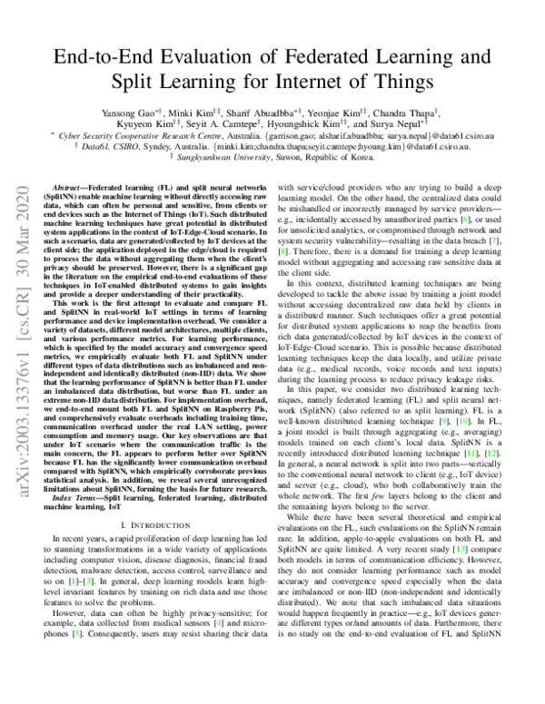 (PDF) End-to-End Evaluation of Federated Learning and Split Learning ...