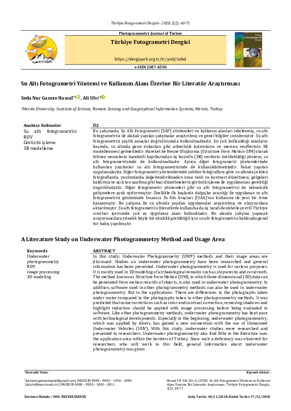 (PDF) A Literature Study on Underwater Photogrammetry Method and Usage
