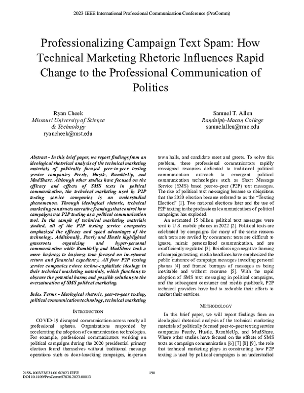(PDF) Professionalizing Campaign Text Spam: How Technical Marketing ...