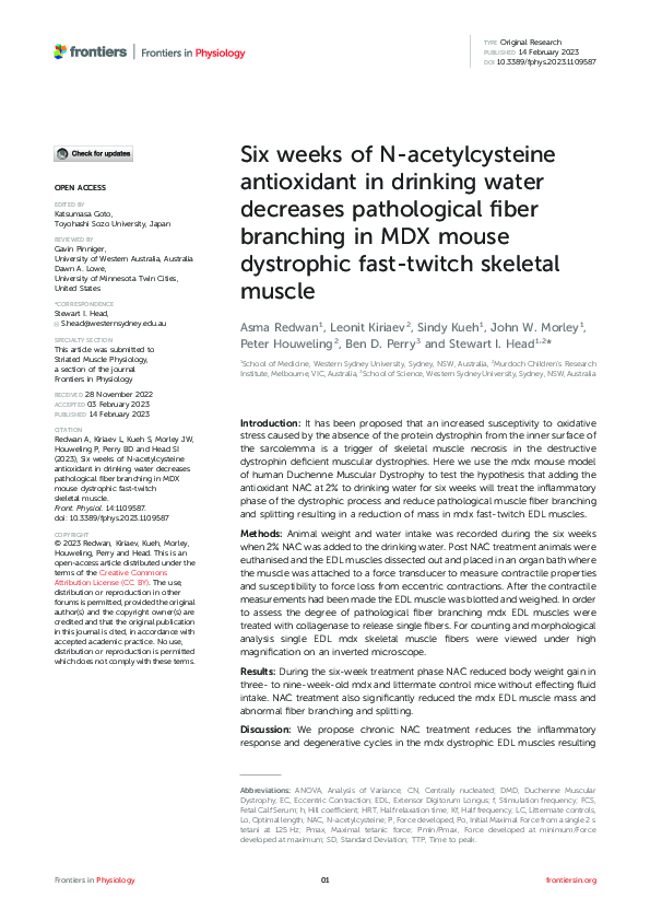 (PDF) Six weeks of N-acetylcysteine antioxidant in drinking water ...