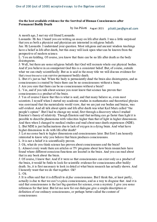 (PDF) Beyond the brain Consciousness and Physics: Towards a scientific ...