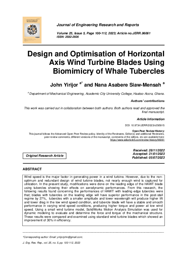 (PDF) Design and Optimisation of Horizontal Axis Wind Turbine Blades ...