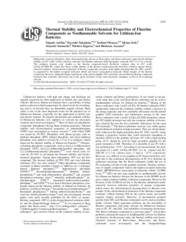 (PDF) Thermal Stability and Electrochemical Properties of Fluorine ...