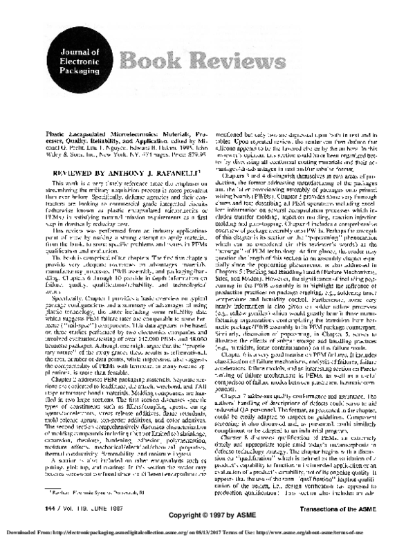 (PDF) Plastic Encapsulated Microelectronics; Materials, Processes ...