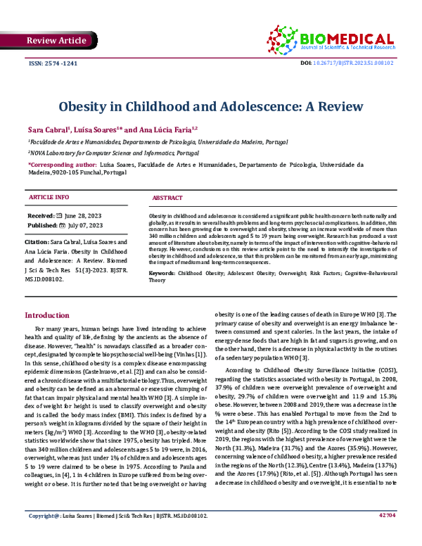 (PDF) Obesity in Childhood and Adolescence: A Review